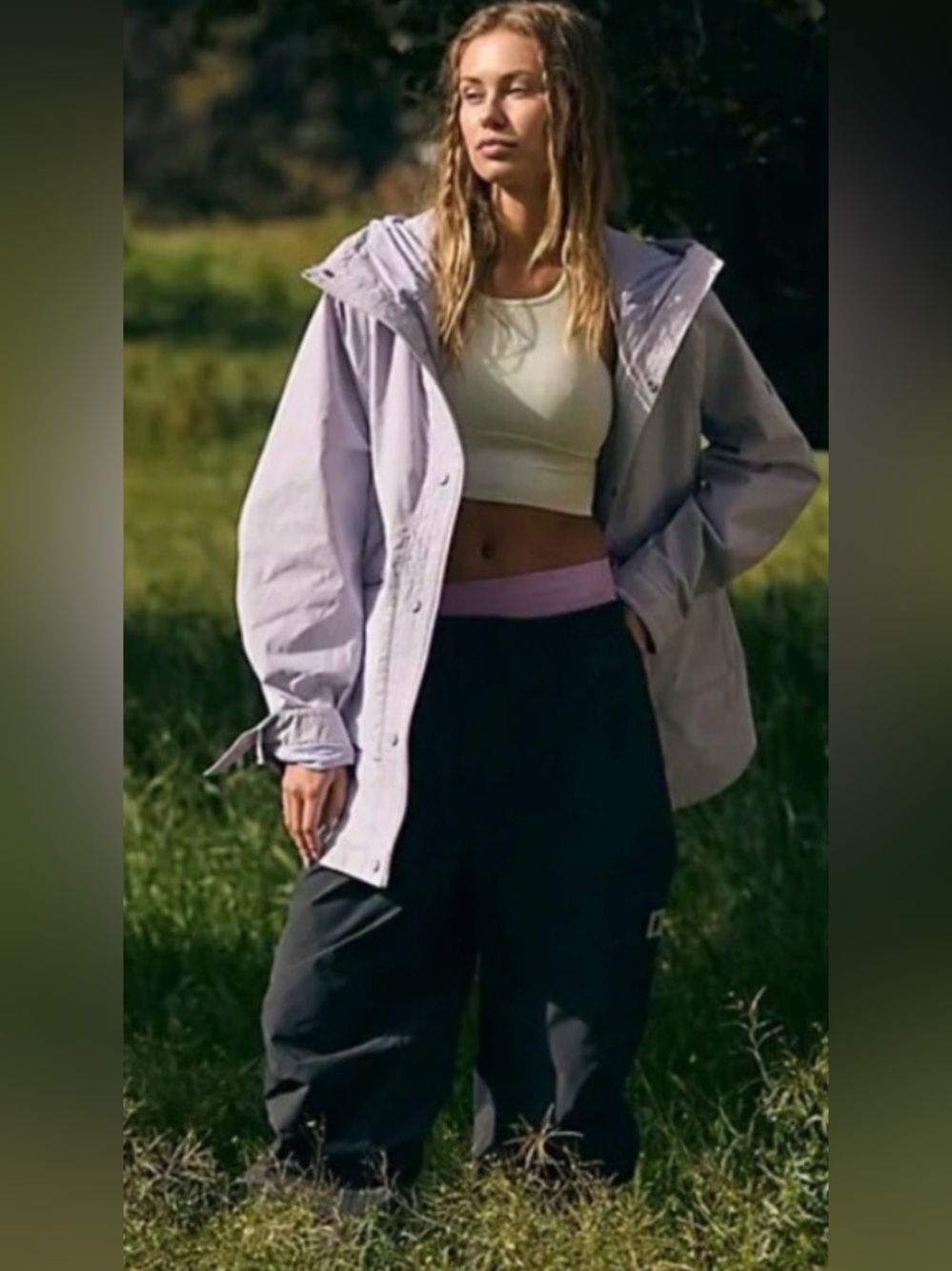 Free People Singin' In The Rain Packable Jacket. NWT Lavendar fog - Picture 5 of 5